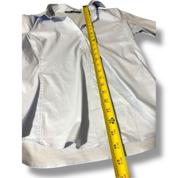 Zara Light Baby Blue Lightweight Long Sleeve Fitted Button Down Shirt - Picture 8 of 15